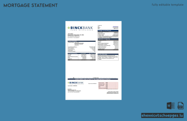 Niederländischer BinckBank-Hypothekenauszug (Word- und PDF-Beispiel)